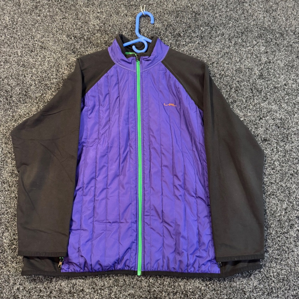 LRL Ralph Lauren Active Quilted‎ Fleece Jacket Purple Black 3X